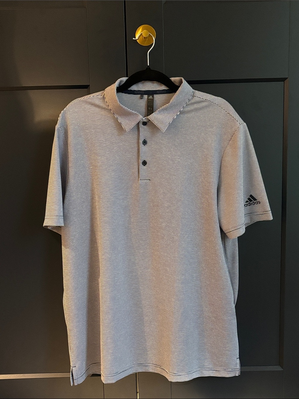 Adidas Men’s Navy/White Striped Golf Polo